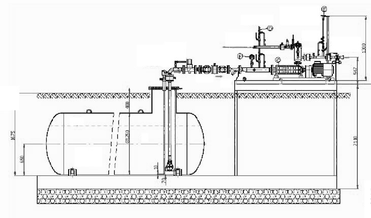 Схема АГЗС с подземными одностенными резервуарами производства Завода ГазСинтез