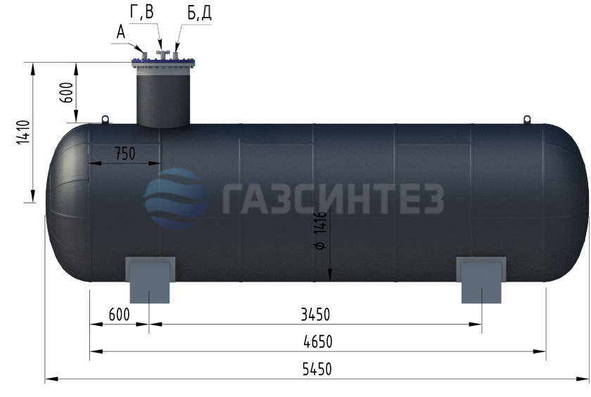 Схема подземного резервуара СУГ 8 м3 производства Завода