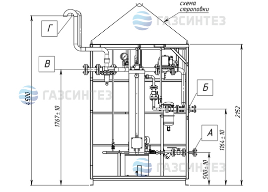 Габаритный чертеж электрической испарительной установки СИНТЭК-И-Э-300