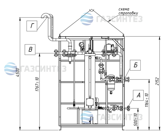 Габаритный чертеж электрической испарительной установки СИНТЭК-И-Э-400