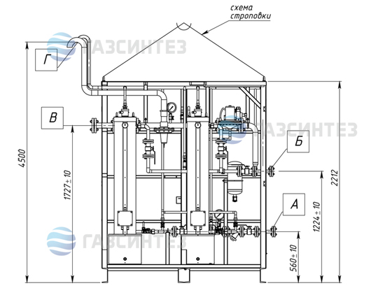 Габаритный чертеж электрической испарительной установки СИНТЭК-И-Э-500